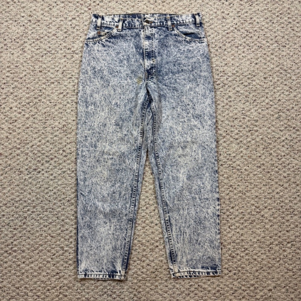 Vintage Levis 550 Relaxed Fit Acid Wash Orange Tab Jeans Made in USA 40550-0209